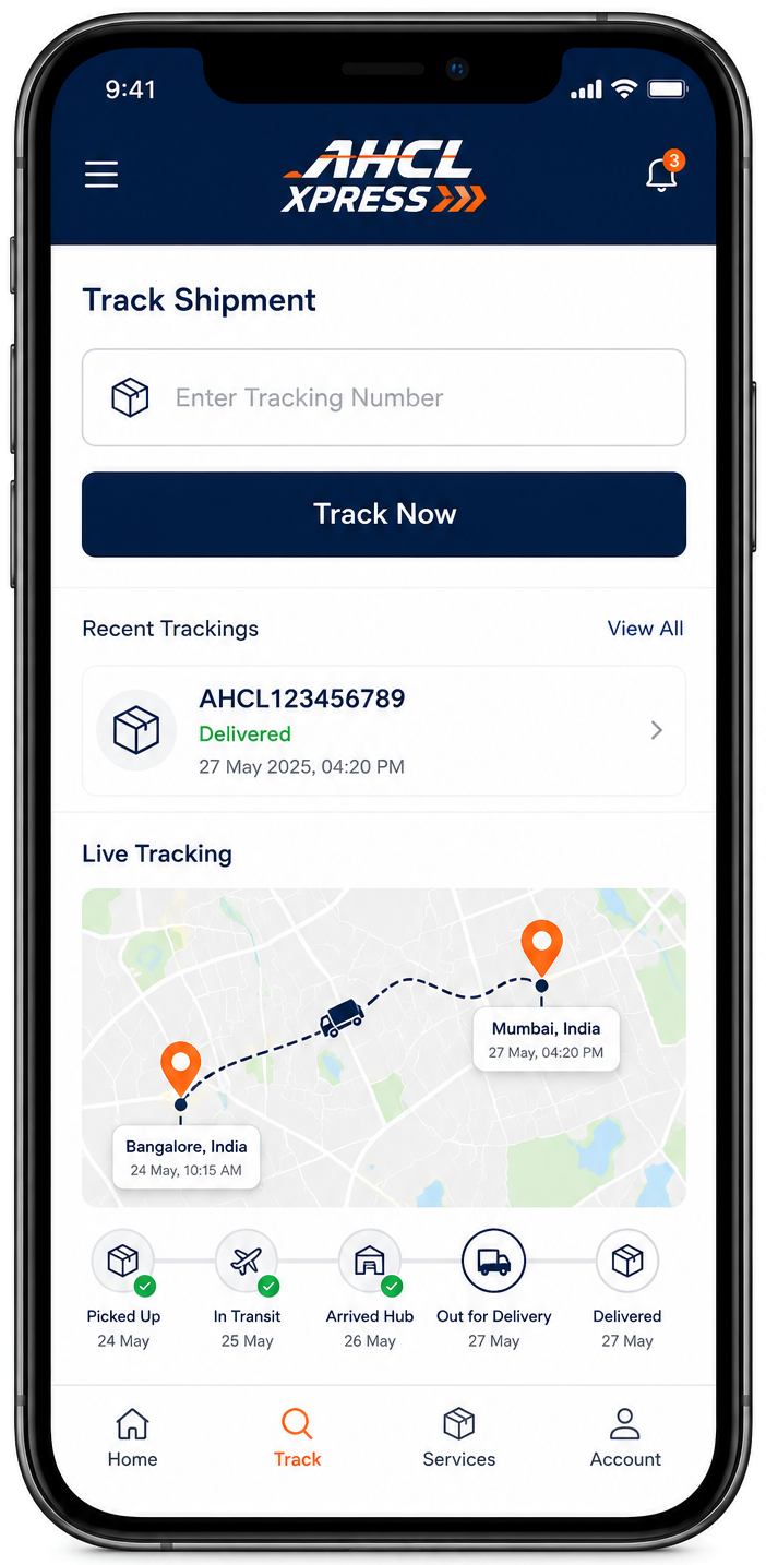AHCL Xpress mobile tracking app